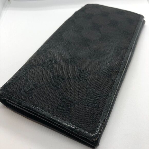 Authentic GUCCI Black Fabric & Leather Long Designer Wallet - Picture 2 of 11